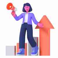 PSD female marketing growth business pose 3d