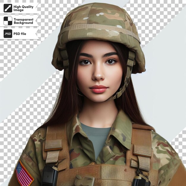 PSD a female model of a female soldier with a flag on the front