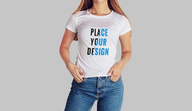 Female modern t shirt mockup