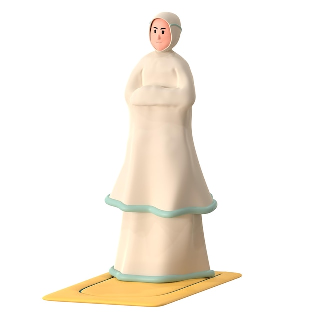 女性のイスラム教徒の祈り サラート イード ラマダン カリーム 3D アクティビティ