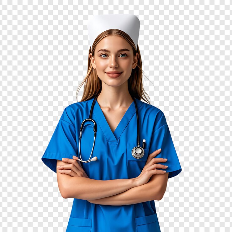 PSD female nurse isolated on transparent background