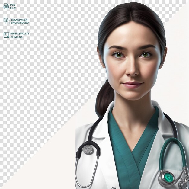 Female nurse isolated on transparent background