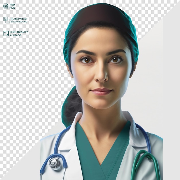 PSD female nurse isolated on transparent background