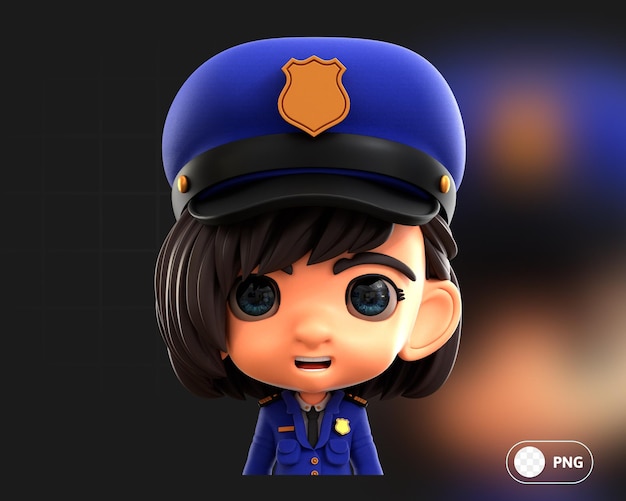 PSD illustrazione dell'avatar 3d della polizia femminile