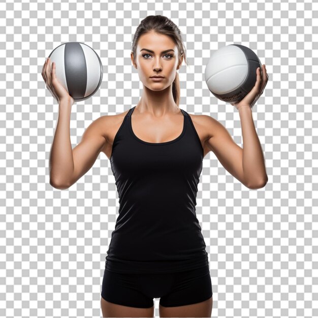 PSD female professional volleyball player isolated on white with ball the athlete exercise action sport healthy