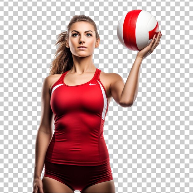 Female professional volleyball player isolated on white with ball the athlete exercise action sport healthy