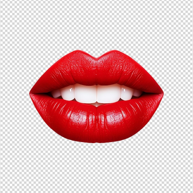 PSD Женские красные губы, вырезанные на прозрачном фоне