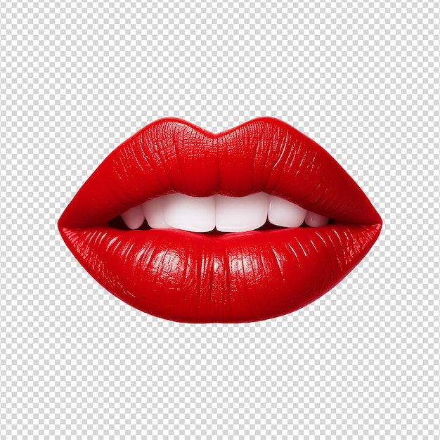 PSD female red lips cut out on transparent background