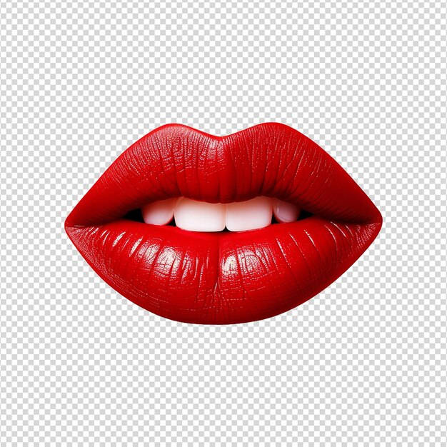 PSD female red lips cut out on transparent background