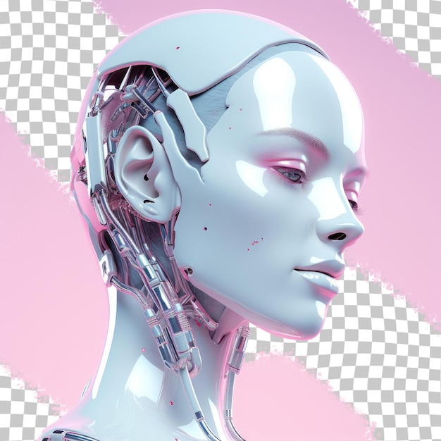 PSD female robot depicted on a transparent background