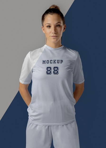 Female soccer player apparel mock-up