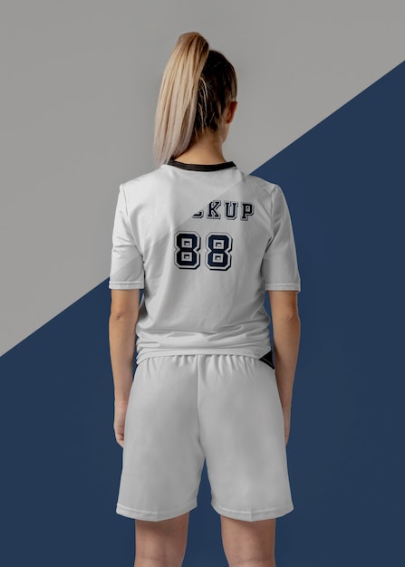 female soccer player apparel mock-up
