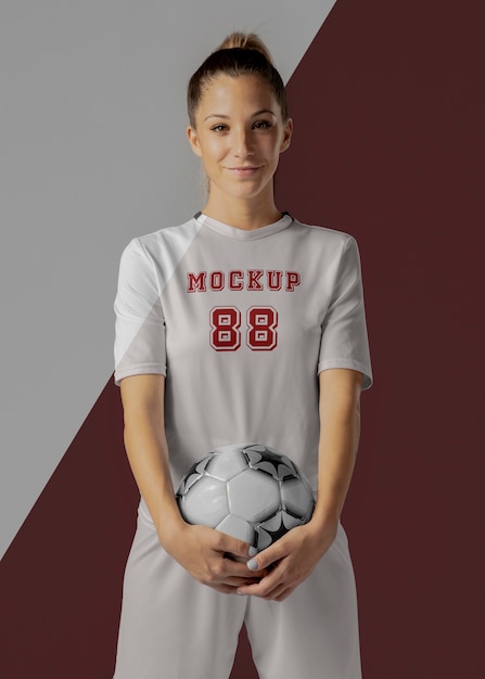 PSD female soccer player apparel mock-up