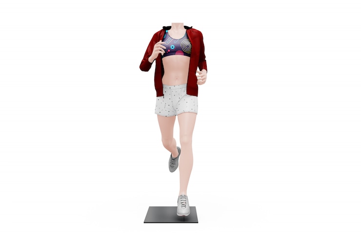 PSD 隔離的女性運動服裝模擬版