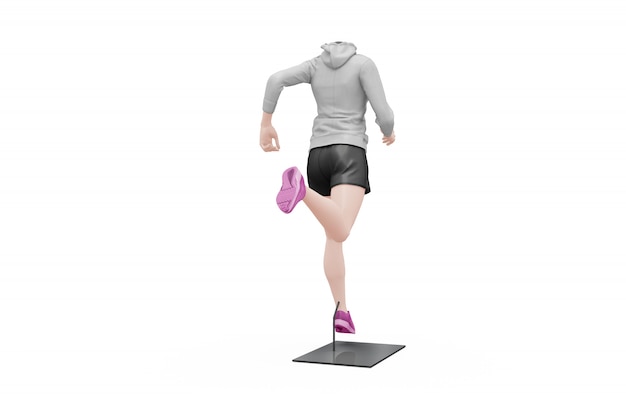 隔離された女性のスポーツ衣装のモックアップ