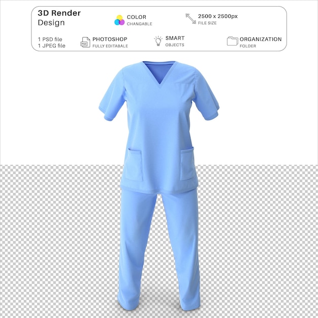 Female surgeon dress 3d modeling psd file