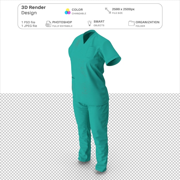 PSD female surgeon dress 3d modeling psd file