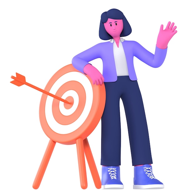 PSD female target arrow business pose 3d