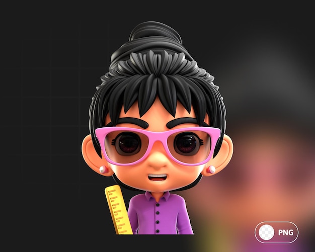 PSD female teacher 3d avatar illustration