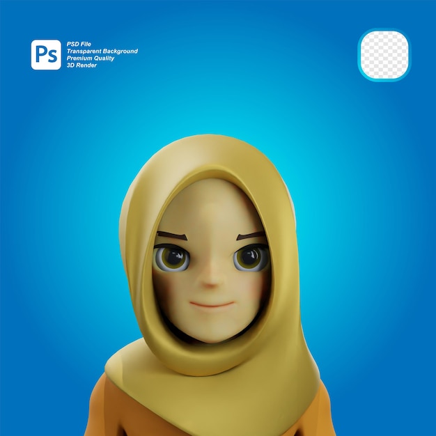 PSD avatar femminile in hijab 3d