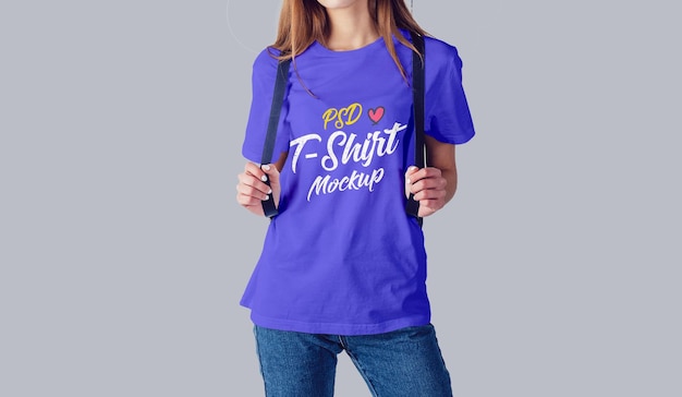 PSD female white tshirt mockup