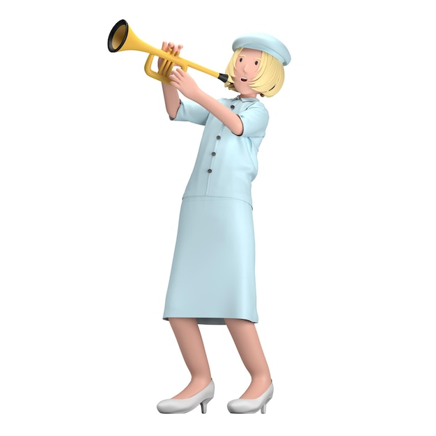 PSD female with trumpet