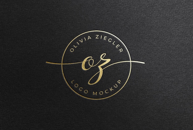 Feminine Gold Foil Logo Mockup on Black Paper