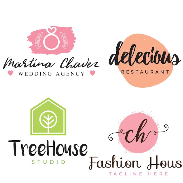 Feminine Minimal Branding Logo PSD