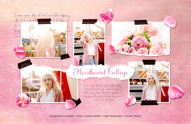 PSD feminine moodboard mockup photo collage