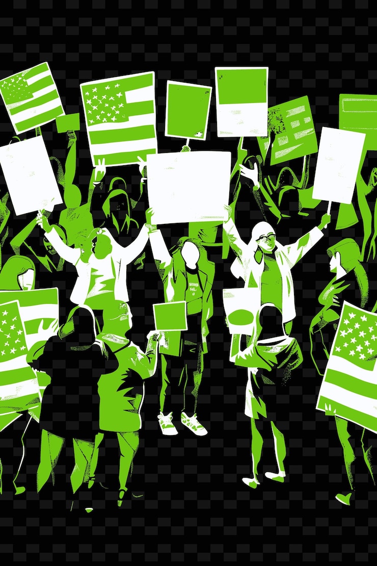 PSD a feminist rally scene with people holding signs and chantin creative illustration idea designs