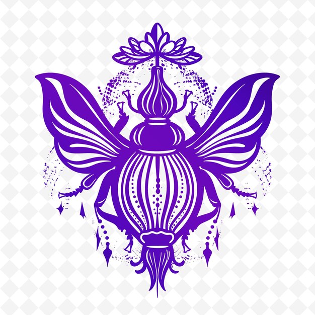 PSD fennel bulb medallion logo with decorative filigree and bee nature herb vector design collections