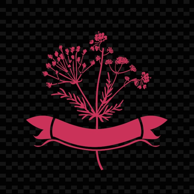 PSD fennel frond emblem logo z dekoracyjnym banerem i botanica nature herb vector design collections