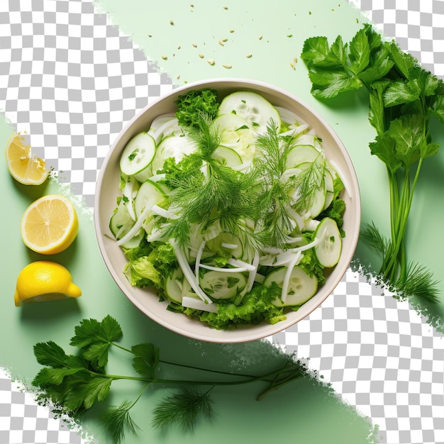 Fennel greens and parsley on a transparent background