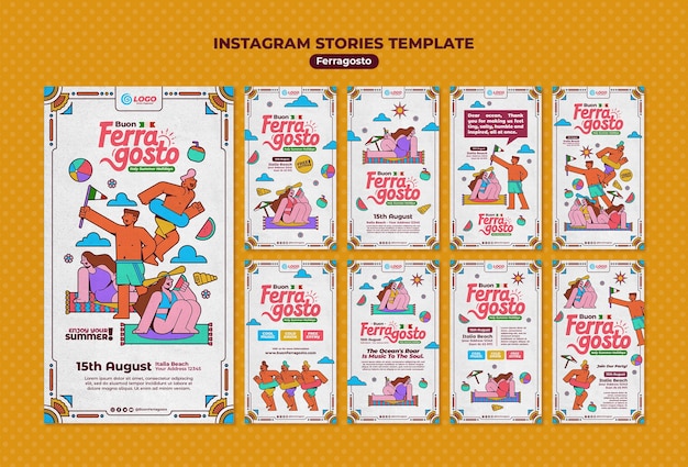 PSD ferragosto celebration instagram stories