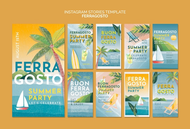 PSD ferragosto celebration instagram stories