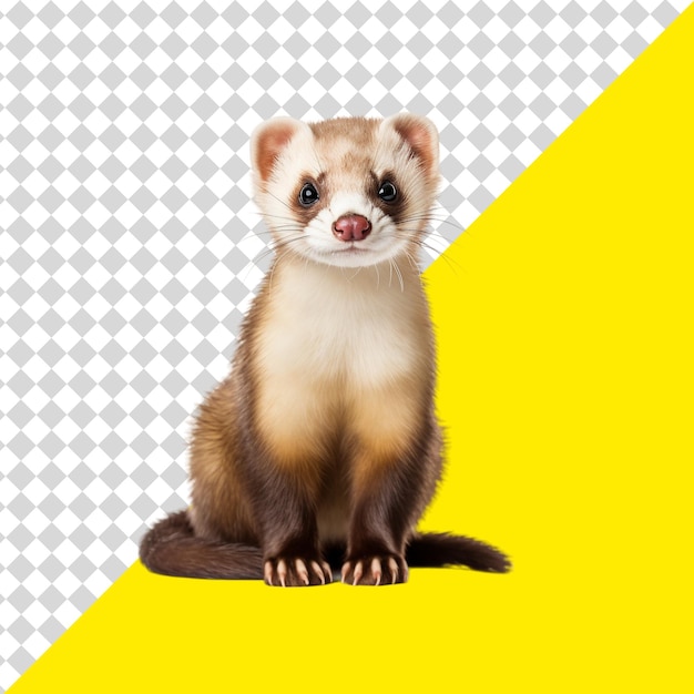 PSD a ferret is sitting on a yellow background with a yellow background