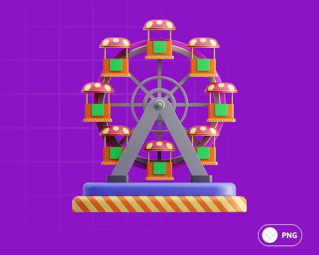 PSD ferris wheel carnival 3d illustration