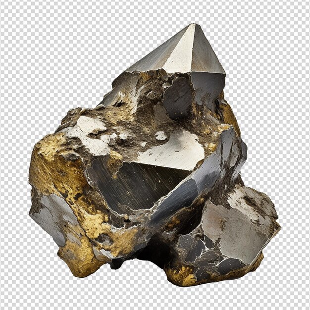 Fes2 pyrite isolated on transparent background