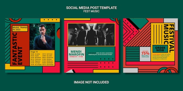 Fest retro instagram design template event concert trendy