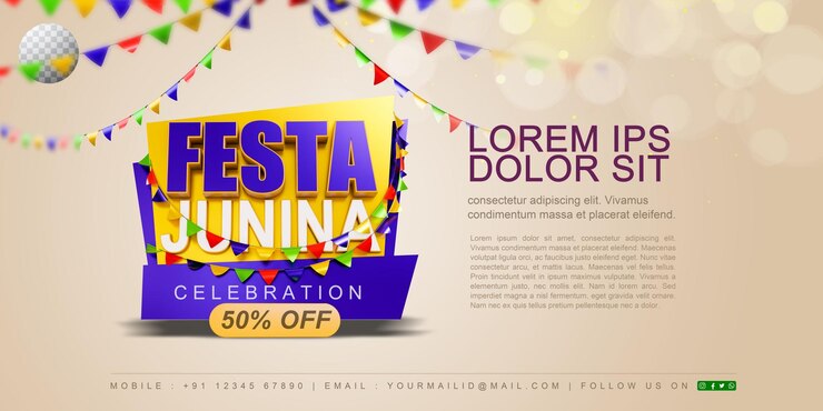 PSD festa junina 3d rendered concept template with transparent background