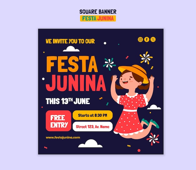 Festa junina celebration banner template