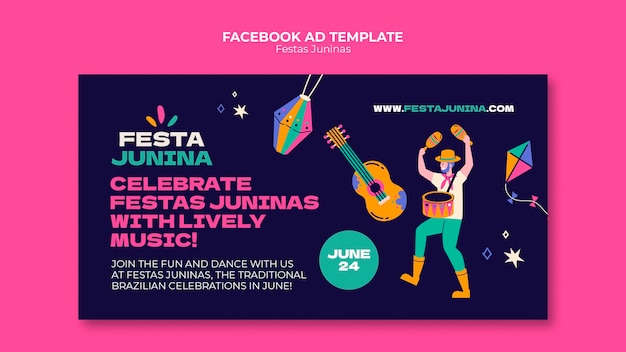 PSD festa junina celebration facebook template