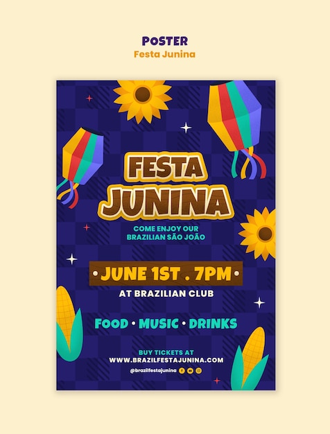 PSD Шаблон плаката для празднования festa junina