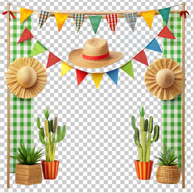 PSD festa junina fotobooth na przezroczystym tle