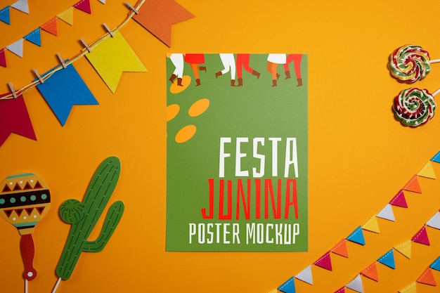 PSD festa junina mockup-posterontwerp