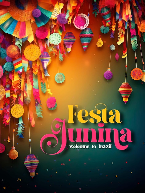 PSD festa junina party celebration plakat z elementami dekoracyjnymi