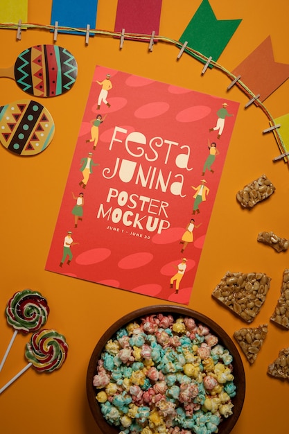 Дизайн макета плаката festa junina