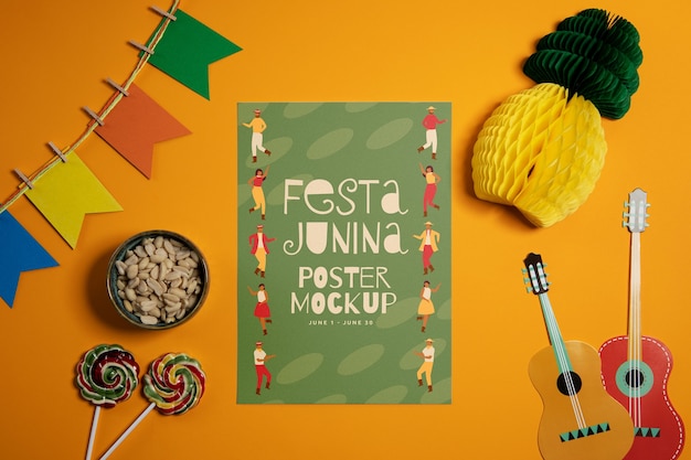 Дизайн макета плаката festa junina