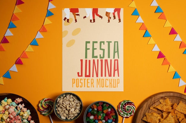 PSD festa junina 포스터 목업 디자인