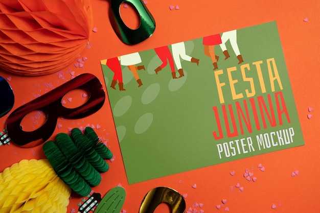 PSD Дизайн макета плаката festa junina